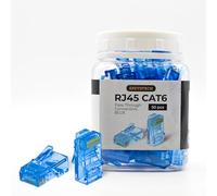 Spetstech RJ45 Connectors 50-Pack Cat 6 PASS - Through Connectors (Cat6 Plugs/Cat 6 Ends / RJ45 Modular Plugs/Ethernet Connectors) for Ethernet Cables (50, Blue)
