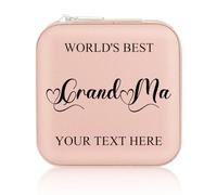 SPETYORT Mother's Day Gift, Personalized Jewellery Box with Warm Quotes, Ideal Custom Gift for Grandma, Leather Travel Jewellery Case Birthday Gifts for Women