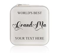 SPETYORT Mother's Day Gift, Personalized Jewellery Box with Warm Quotes, Ideal Custom Gift for Grandma, Leather Travel Jewellery Case Birthday Gifts for Women