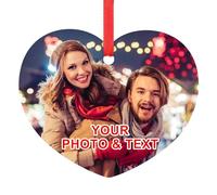 SPETYORT Personalised Christmas Baubles 2024, Custom Christmas Tree Decorations with Photo, Two-sided Photo Memorial Christmas Ornaments, Xmas Gifts for Family, Friends, Lovers and Pet(Heart)