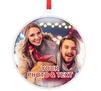 SPETYORT Personalised Christmas Baubles 2024, Custom Christmas Tree Decorations with Photo, Two-sided Photo Memorial Christmas Ornaments, Xmas Gifts for Family, Friends, Lovers and Pet(Round)