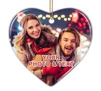 SPETYORT Personalised Christmas Baubles 2024, Custom Christmas Tree Decorations with Photo, Two-sided Photo Memorial Christmas Ornaments, Xmas Gifts for Family, Friends, Lovers and Pet(Heart)