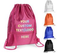 SPETYORT Personalised Drawstring Bags Bulk, Unisex Large Sports String Backpack Oxford with Logo Text Design, Drawstring Gym Sack PE Bag for School Travel Swimming Holidays Climbing Hiking