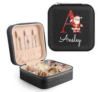 SPETYORT Personalized Jewellery Box for Women, Custom Christmas Travel Jewellery Box with Name Initial A-Z, Small Jewellery Organiser for Rings, Earrings, Necklaces, Personalized Christmas Gifts
