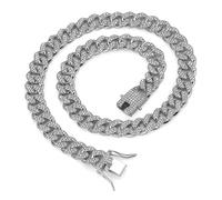 Spevert Cuban Link Chain,Miami Bling Diamond Hip Hop Jewelry for Man Women Miami Cuban Necklace 13MM,15MM Iced Out Hip Hop Jewelry, 22 Inch, Alloy Steel, Rhinestone
