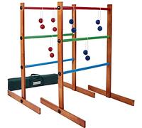 SpexDarxs Ladder Toss Outdoor Game, Wooden Golf Tossing Set with 6 Ball Bolas & Carrying Bag, Lawn Backyard Games for Teenager & Adult & Family