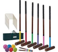 SpexDarxs Six Player Croquet Sets, 35’’ Croquette Set with Premium Wooden Mallets/Colored Balls/Wickets/Stakes/Carrying Bag, Lawn Backyard Outdoor Game for Teenager Adult Family