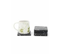 SPEXXI Handmade Marble Tea Coasters Set of 6 - Black Natural Marble Square Tea Coaster Protects Surfaces from Heat & Stains - Elegant Home Decor Design