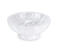SPEXXI Selenite Crystal Bowl 14cm Round Healing Bowl with Base Handcrafted Cleansing Bowl Polished Selenite Bowl