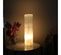 SPEXXI Selenite Cylinder Tower Lamp (30cm, 40cm), Crystal Table Lamp, Home Decoration Lamp (30 cm Polished)