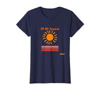 SPF 100+ Required Caucasians Sun Protection Humor Beach T-Shirt, Women, Navy, XS