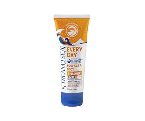 SPF 45 Every Day Shimmer Mineral Sunscreen | 75 ml Biodegradable, Paraben Free & Reef Safe Sunscreen | Non-Greasy, Lightweight & Shimmer Mineral Protection Against UVA & UVB for Face & Body
