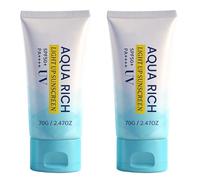 SPF 50 Light Up Sunscreen, Aqua Rich, Hydrating & Lightweight UV Defense, For Oily & Combination Skin, 2.47 Oz(2pcs)