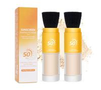 SPF 50 Mineral Powder Sunscreen for Scalp and Face - 2Pcs Brush, Oil Control Natural Matte, Lightweight Breathable Setting Powder for All Skin Types