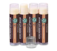 SPF Lip Balm 4-Pack by Earth's Daughter - Lip Sunscreen SPF 15 Organic Ingredients Coconut Flavor Beeswax Coconut Oil Vitamin E - Hypoallergenic