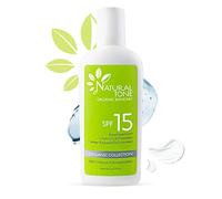 SPF15 Broad Spectrum Natural Sunscreen, Soothing & Hydrating Sunscreen Lotion, Plant-Based Sun Block, Water-Resistant Sun Screen Protector for Face and Body, 118ml - Natural Tone Organic Skincare