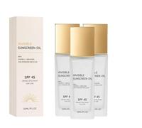 SPF45 Invisible Sunscreen Oil, Glow Boosting Sunscreen, Broad Spectrum UVA/UVB Protection, Non-Greasy No White Cast Moisturizing Sunscreen for Face & Body (3PCS)