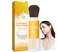 SPF50+Mineral Sunscreen Setting Powder,SPF 50 Mineral Brush Powder,SPF 50 Face Sunscreen for Scalp Hair,Po/wder Sunscre/en for Face,Lasting Lightweight Breathable Sun Protection Pow/der,Suncream Brush