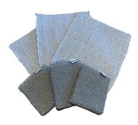 SPh2ONGE Silver Lady 3 Scourer Sponges & 3 Cleaning Cloths - 6pc Miracle Cleaner Value Pack. Easily Cleans Ovens, Microwaves, Non-Stick, All Surfaces Without Scratching. Rust Proof & Long Lasting