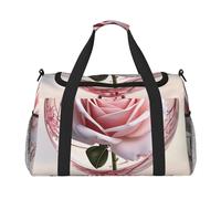 Sphere Blooming Flower Rose Print Travel Duffel Bag for Men & Women, Foldable Travel Bags and Spacious Weekender Tote Bag for Storage Toiletry Luggage Personal Item, Black, L