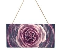Sphere Blooming Flower Rose Rectangular MDF Wood Plaque Wall Art with Full Print and Hanging Rope for Home Wall Decor, Farmhouse Sign for Door, Window or Wall (Multiple Sizes)