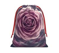 Sphere Blooming Flower Rose Super Soft Velvet Gift Bag with Drawstring Pouch, Full Printed Holiday Storage Bag for Christmas & Daily Storage