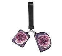 Sphere Blooming Flower Rose Wristlet Keychain Wallet Pouch with Strap Double Zipper Small Coin Purse Portable Wrist Bag for Travel Gym Daily Use