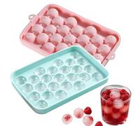 Sphere Ice Cube Mould, Two-Pack Silicone Ice Cube Trays with Lids, Round Ice Ball Mould for Whiskey Cocktails Coffee Tea, Twenty-Five Cavity Ice Cube Moulds for Freezer Use
