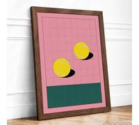 Spheres and Shadows Geometric Framed Wall Art Print A2 (59.4×42cm) Walnut, Wall Decor for Living Room, Bedroom, Office & Home, Ready to Hang, Art Gift
