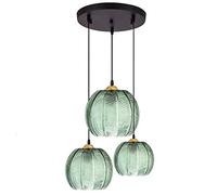Spherical Pendant Light w/Leaf Vein Green Glass Lampshade Industrial Vintage E27 Gold Finish Globe Ceiling Hanging Lamp Farmhouse Dining Room Lighting Fixture