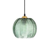 Spherical Pendant Light w/Leaf Vein Green Glass Lampshade Industrial Vintage E27 Gold Finish Globe Ceiling Hanging Lamp Farmhouse Dining Room Lighting Fixture
