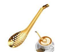 Spherification Spoon - Stainless Steel Caviar, Colander Slotted Molecular Spoon Cooking Gadget for Bar Kitchen Dips, Sauces Stews Fine Dining Molecular Cooking | Gold and Silver Finish