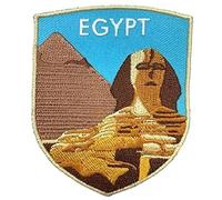 Sphinx and Great Pyramid Giza Egypt Shield Patch (3 Inch) Embroidered Iron-on or Sew-on Badge Travel Africa Souvenir Emblem Perfect for Jackets, Hats, Backpacks, Shirts, Caps, DIY Gift Patches