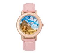 Sphinx and Pyramid Womens Elegant Watch Analogue Quartz Watch Leather Band Wristwatch