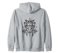 Sphinx Cat Sacred Geometry Art Backprint Zip Hoodie
