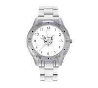 Sphinx Cat with Third Eye Business Watch for Men Metal Band Watches Casual Gift Three-Hand Wrist Watch for Boyfriend Father