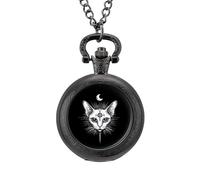 Sphinx Cat with Third Eye Classic Quartz Pocket Watch Vintage Men's Pocketwatch with Chain Christmas Gifts for Father Husband Boyfriend
