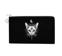Sphinx Cat with Third Eye Fashion Coin Purse Small Zippered Wallet Pouch with Key Ring Cute Credit Card Holder