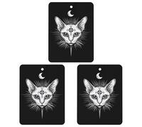 Sphinx Cat with Third Eye Hanging Car Air Fresheners 3Pcs Aromatherapy Tablets Automotive Fragrance Scented Card Decor Square