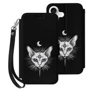 Sphinx Cat with Third Eye Leather Wallet Cell Phone Cases Stand Foldable Flip Cover Phone Case Compatible with iPhone 17/17 Air/17 Pro/17 Pro Max