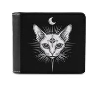 Sphinx Cat with Third Eye Men's Wallets Minimalist Bifold Wallet Leather Card Cases Casual Coin Purse