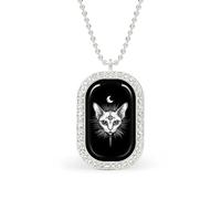Sphinx Cat with Third Eye Necklace Gift for Women White Diamond Necklaces Sparkling Rectangular Pendant with Chain