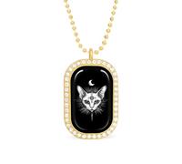 Sphinx Cat with Third Eye Necklace Gift for Women White Diamond Necklaces Sparkling Rectangular Pendant with Chain