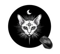 Sphinx Cat with Third Eye Non-Slip Mouse Pads Round Rubber Gaming Mousepad for Computer Laptop Gamer