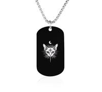 Sphinx Cat with Third Eye Personalized Memorial Necklace Rectangle Charms Pendant Gift Tag for Friend Family 23.6in（60cm）