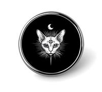 Sphinx Cat with Third Eye Round Metal Brooches Small 1" Badge Pin Decorative Lapel Pins Gift Clothing Hat Accessory