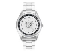 Sphinx Cat with Third Eye Watch for Men Metal Band Watches Business Gift Three-Hand Wrist Watch for Boyfriend Father
