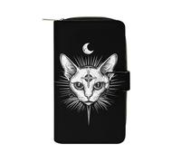 Sphinx Cat with Third Eye Women's Wallet Leather Bifold Blocking Card Holder Trendy Ladies Clutch Purse 19.7x11x3.5cm