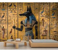 Sphinx Egypt Mural Wallpaper, Hieroglyphic Wall Mural, Egyptian Bedroom Wallpaper, Ancient Egypt Murals - 250x175cm (Not Peel n' Stick)