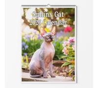 Sphinx Wall Calendar - Choice Of Sizes - A4 Cat Calendar - Cat Lovers Monthly Planner 2027